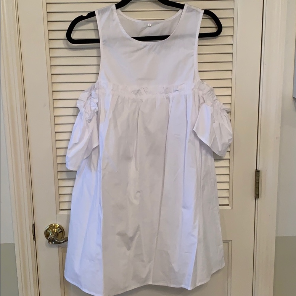 White Cutout Sleeve Dress